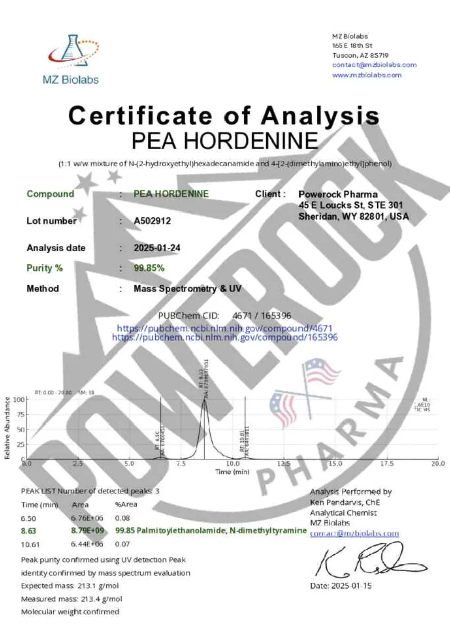 Chromatogram PEA HORDENINE